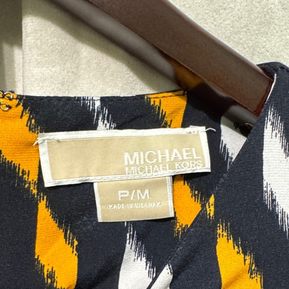 Michael Kors Blue and Gold Long Sleeve Dress - Picture 2 of 4
